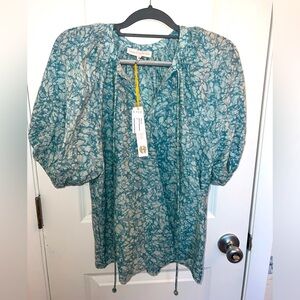 House of Harlow 1960 Blue Puff Sleeve Blouse